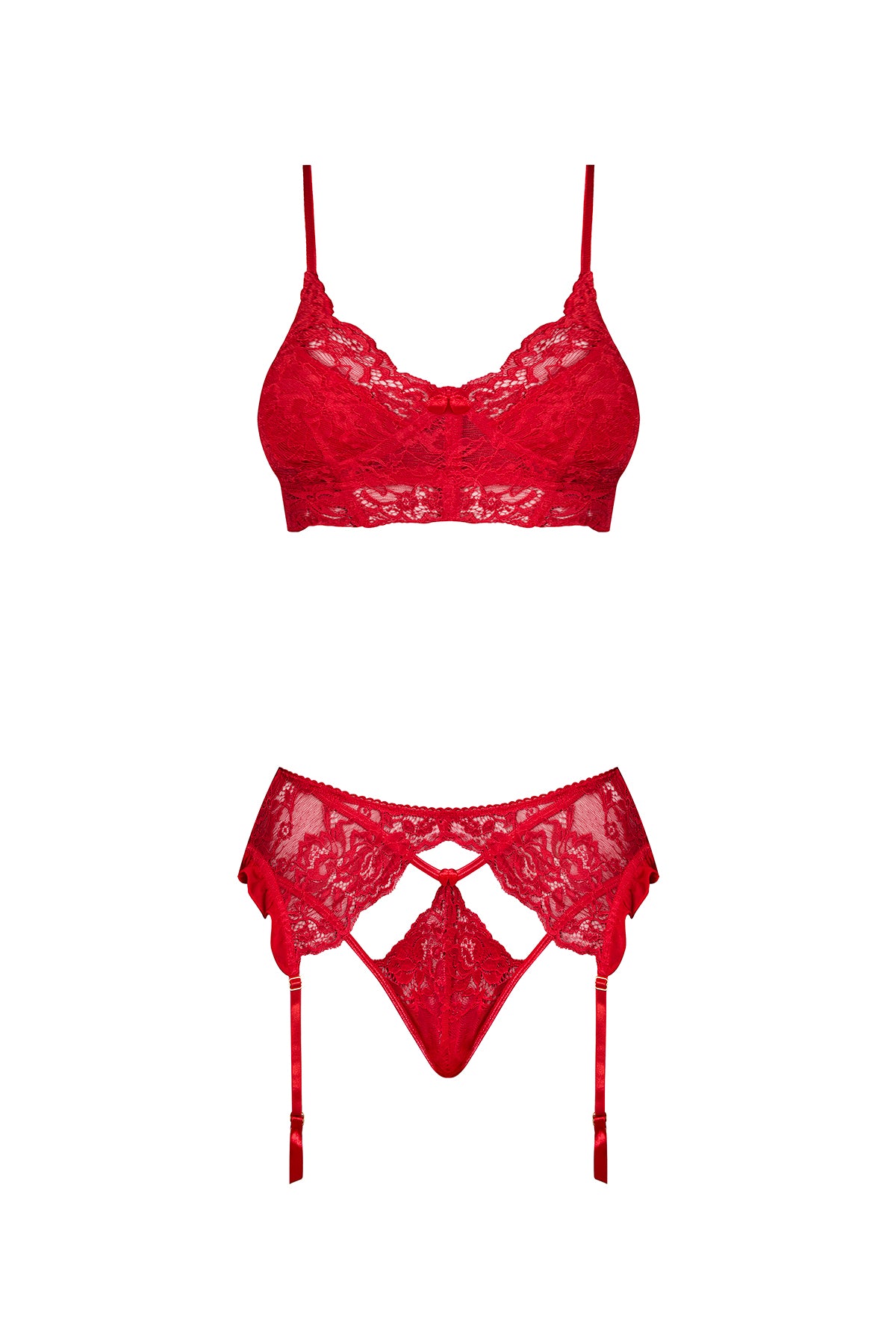 Magic Silk Sugar High Bra, Garter & Panty Set Red