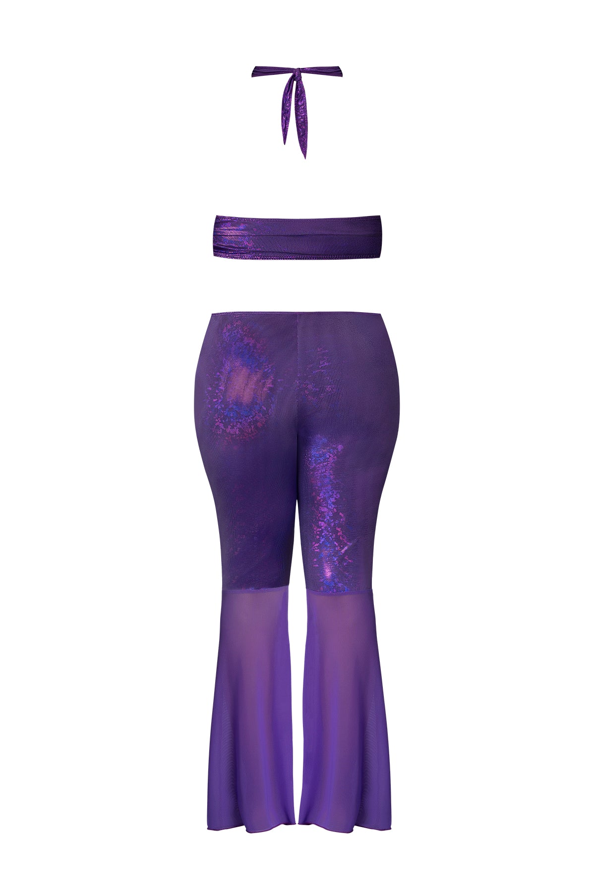 Magic Silk Glimmer Wrap Halter & Flair Pant Set Purple