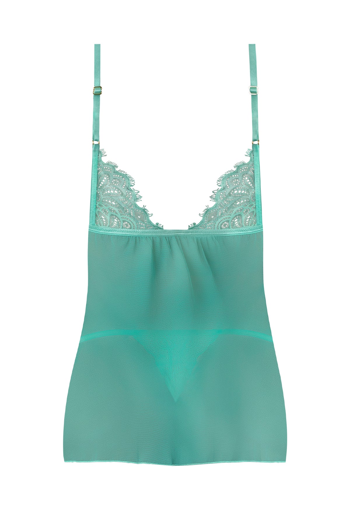 Magic Silk Caribbean Crush Flutter Babydoll & Thong Set Aqua Glow