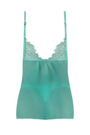 Magic Silk Caribbean Crush Flutter Babydoll & Thong Set Aqua Glow