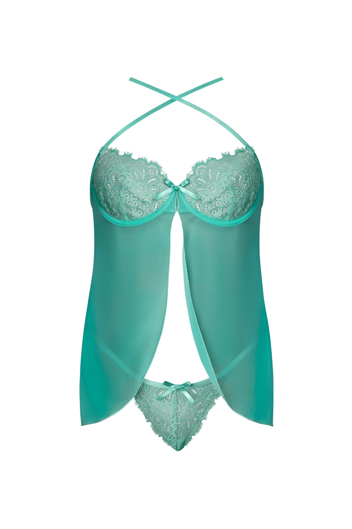 Magic Silk Caribbean Crush Flutter Babydoll & Thong Set Aqua Glow