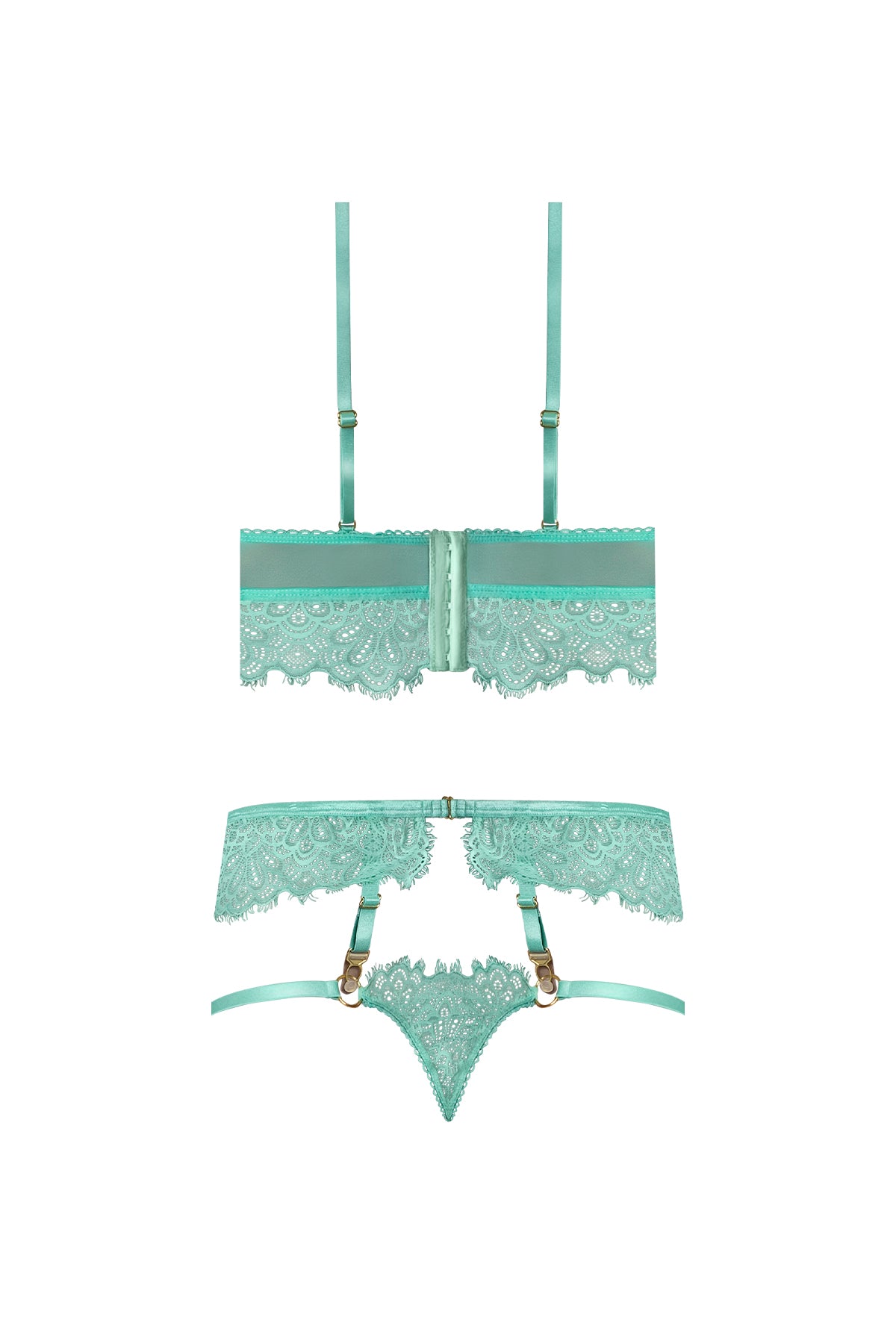 Magic Silk Caribbean Crush Demi Longline Bra & Panty with Flounce Aqua Glow