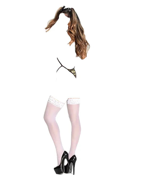 Mapale Skimpy School Girl Underboob Cutout Bodysuit with Plaid Micro Skirt Costume Yellow