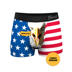Shinesty The Mascot American Flag Ball Hammock Pouch Underwear with Fly Red/White/Blue