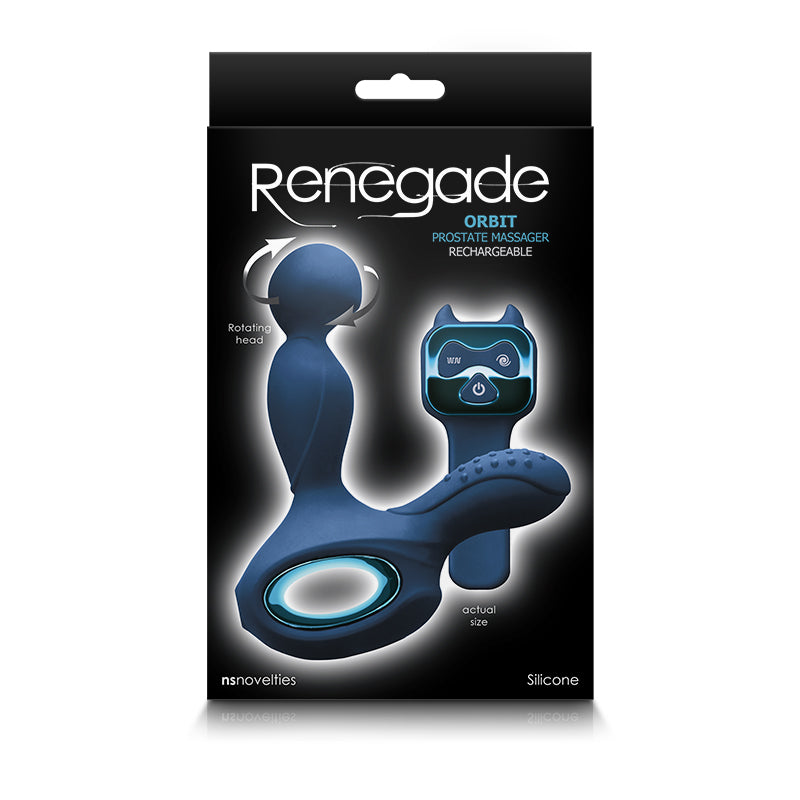 Renegade Orbit Remote Control Prostate Massager with Testicle Vibrating and Warming Feature Blue