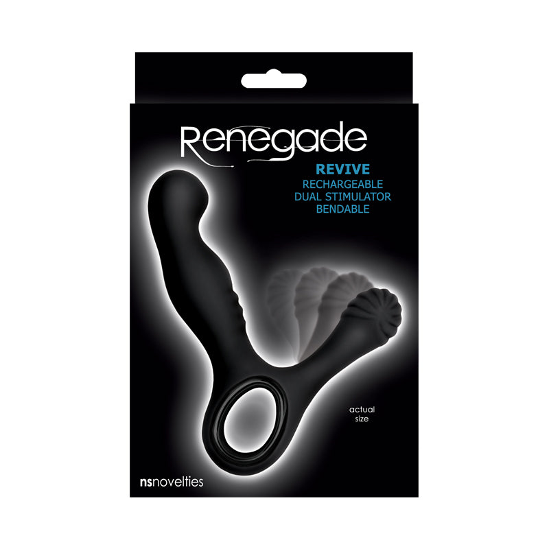 Renegade Revive Rechargeable Bendable Dual Prostate & Testicle Stimulator Black