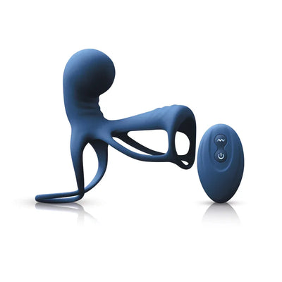 Renegade Gladiator Vibrating Penis & Ball Harness Blue