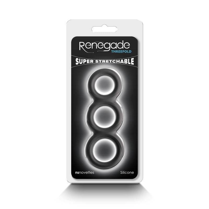Renegade Threefold Triple Super Stretchy Penis Ring Black