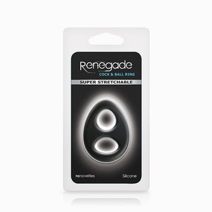 Renegade Romeo Dual Silicone Penis & Ball Ring Black