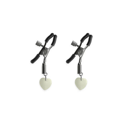 Bound Screw Adjust Tweezer Style Nipple Clamps with Gem Like Pendants G3 Gunmetal