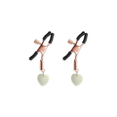 Bound Screw Adjust Tweezer Style Nipple Clamps with Gem Like Pendants G3 Rose Gold