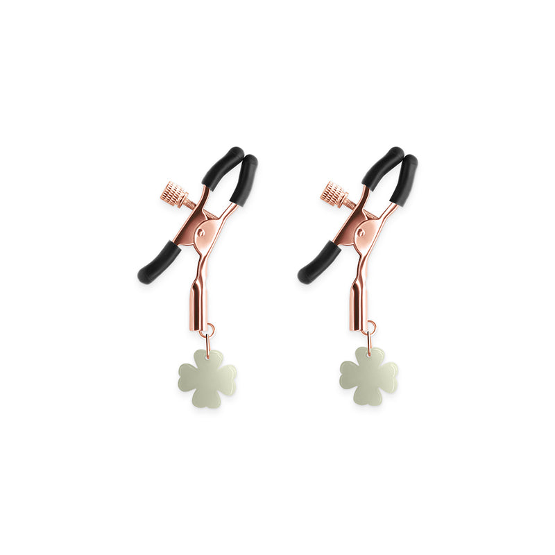 Bound Screw Adjust Tweezer Style Nipple Clamps with Pendant G4 Rose Gold