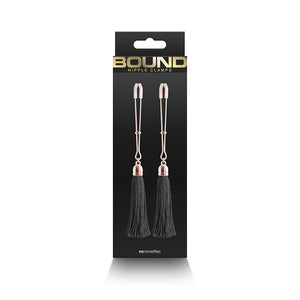Bound Tweezer Style Nipple Clamps with Feather Style Bells T1 Black