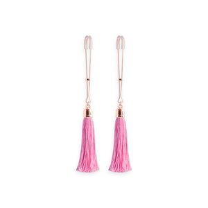 Bound Tweezer Style Nipple Clamps with Feather Style Bells T1 Pink