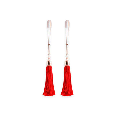 Bound Tweezer Style Nipple Clamps with Feather Style Bells T1 Red