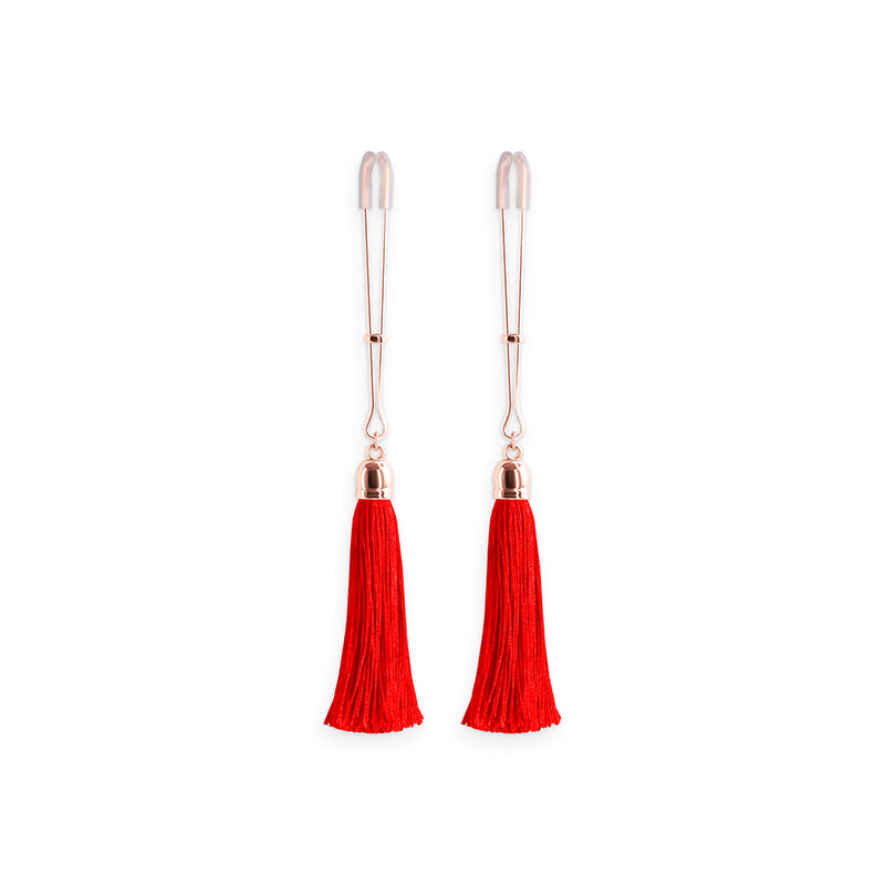 Bound Tweezer Style Nipple Clamps with Feather Style Bells T1 Red