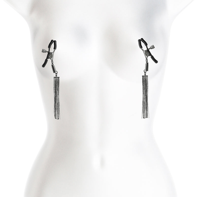 Bound Screw Adjust Tweezer Style Nipple Clamps with Bells & Mini Whips D2 Gunmetal