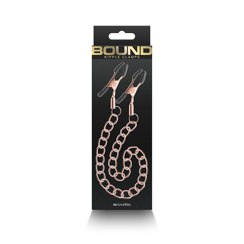 Bound Tweezer Style Nipple Clamps with Pull Chain DC2 Rose Gold