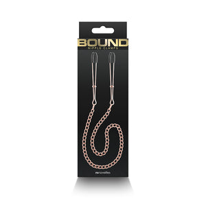 Bound Tweezer Style Nipple Clamps with Pull Chain DC3 Rose Gold