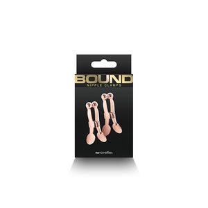 Bound Clamp Style Nipple Clamps with Metal Ball Tips C1 Rose Gold