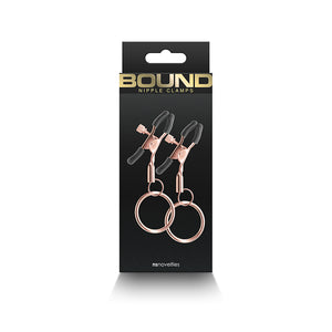 Bound Screw Adjustable Tweezer Style Nipple Clamps with Weight Holder Rings C2 Rose Gold