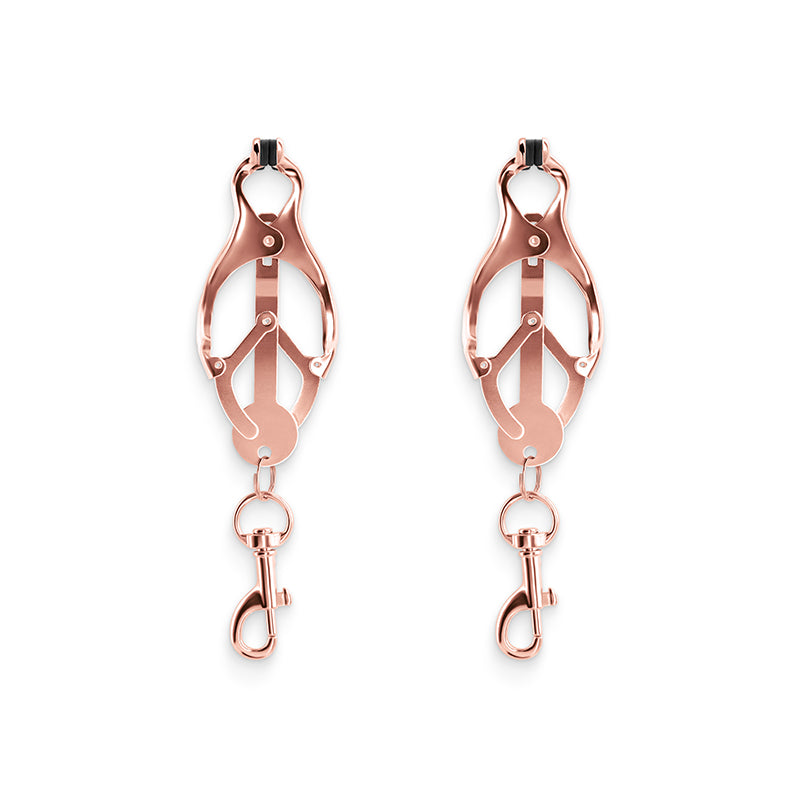 Bound Vice Grip Style Nipple Clamps with Weight Holders C3 Rose Gold