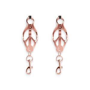 Bound Vice Grip Style Nipple Clamps with Weight Holders C3 Rose Gold