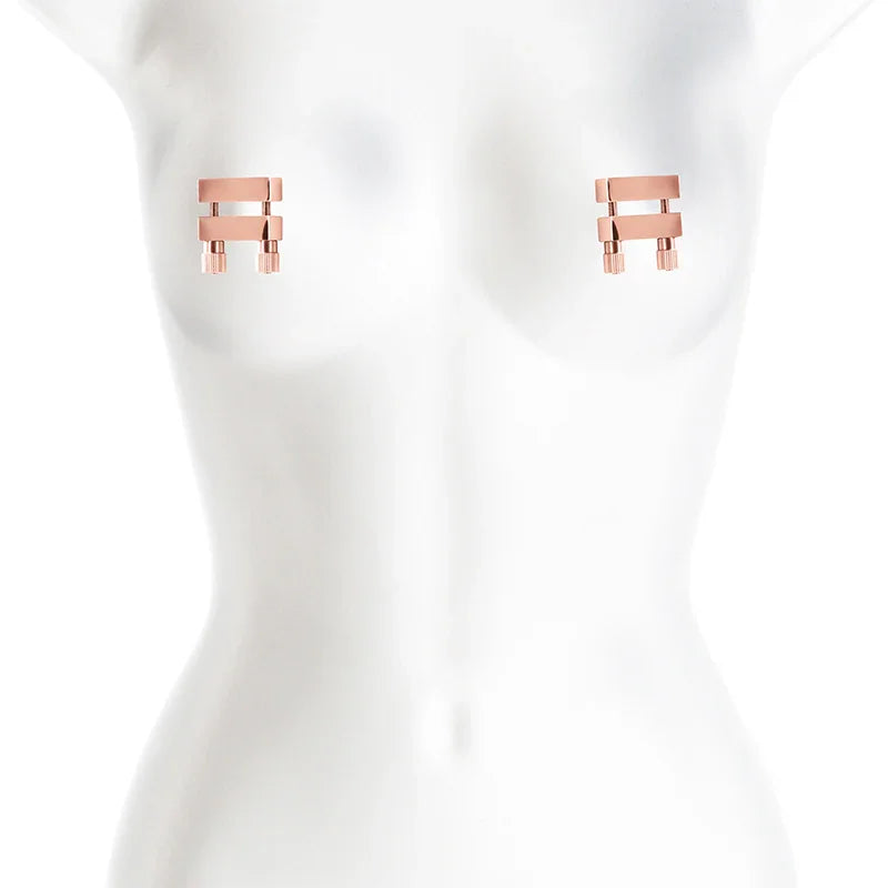 Bound 304 Stainless Steel Bar Style Nipple Clamps V1 Rose Gold