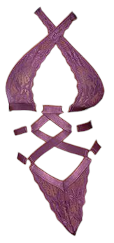 Oh La La Cheri Camille Lace Halter Teddy with Lace Up Details Purple