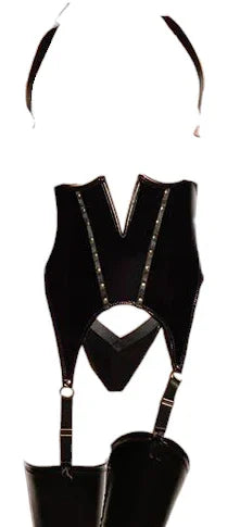 Oh La La Cheri Open Cup Vinyl V-Wire Merrywidow with G-String Black