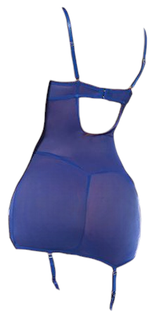 Oh La La Cheri Kehlani Underwire Babydoll with Detachable Garters & G-String Cobalt Blue