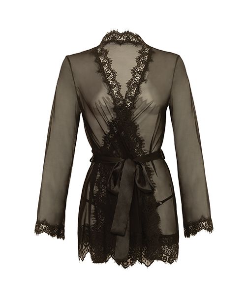 Oh La La Cheri Provence Short Robe with Matching G-String Black