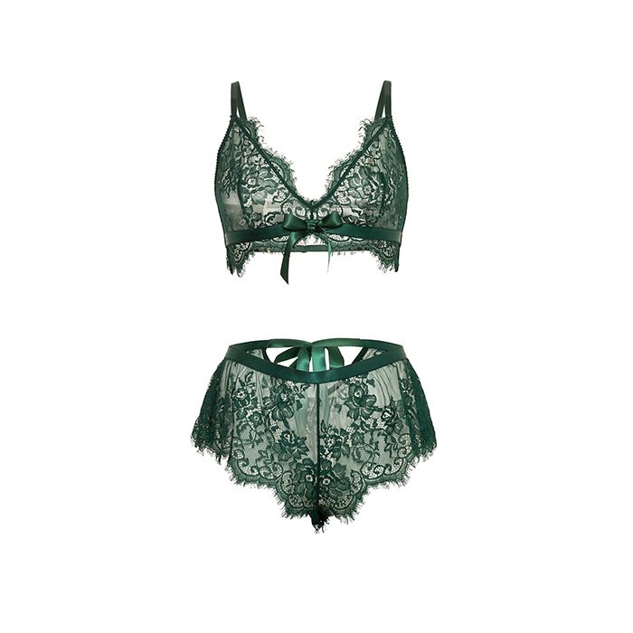 Cami Lace Bralette with Tap Shortie Green