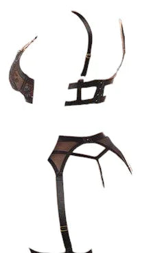 Oh La La Cheri Azalea Underwire Embroidered Bra with Garter Belt & G-String Black