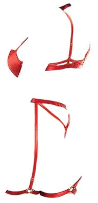 Oh La La Cheri Mila Stretch Satin Padded Cup Teddy with Heart Ring Detail Red