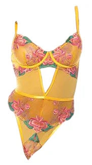 Oh La La Cheri Elisabeth Unlined Underwire Embroidered Teddy Yellow