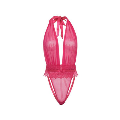 Maylah Mesh & Lace Halter Teddy Pink
