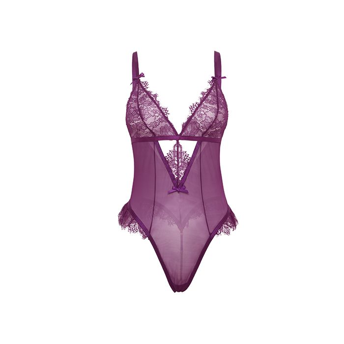 Katana Mesh & Lace Teddy Purple