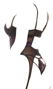 Oh La La Cheri Demi Padded Shelf Cup Merrywidow with Overlay Lace & Panty Black Heliotrope