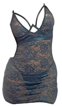 Oh La La Cheri Tatiana All Over Lace & Mesh Underwire Babydoll & G-String Reflecting Pond