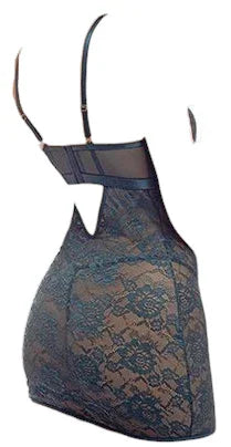 Oh La La Cheri Tatiana All Over Lace & Mesh Underwire Babydoll & G-String Reflecting Pond