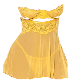 Oh La La Cheri Hazel Peek-A-Boo Cup Babydoll with G-String Panty Yellow