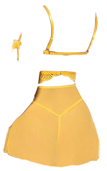 Oh La La Cheri Hazel Peek-A-Boo Cup Babydoll with G-String Panty Yellow