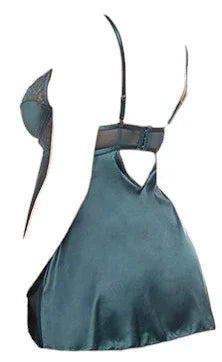 Oh La La Cheri Diana Satin & Lace Babydoll with Ring & Keyhole Detail Reflecting Pond