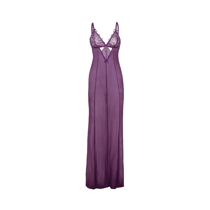 Katana Mesh & Eyelash Lace Gown Purple