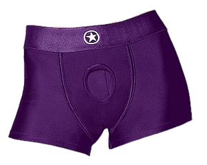 Shots Ouch! Vibrating Strap-on Boxer Purple