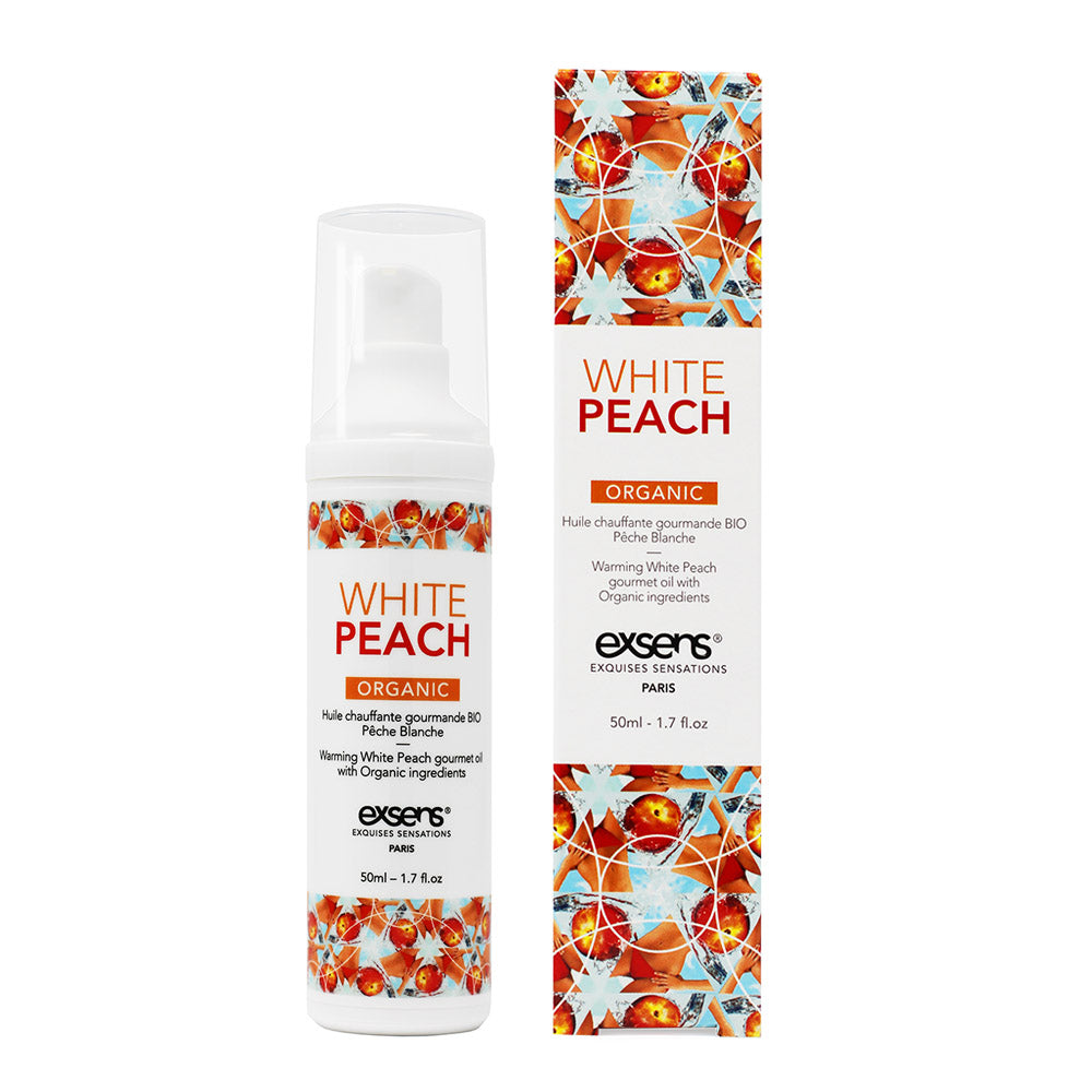 Exsens Organic White Peach Warming Intimate Massage Oil 1.7 oz