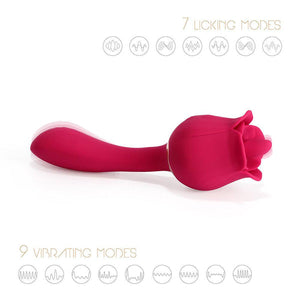 Rhea Clit Licking Tongue Rose 9 Mode Vibrator & G Spot Massager Red