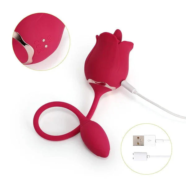 Fiona Clit Licking Rose Toy & Vibrating Egg Red
