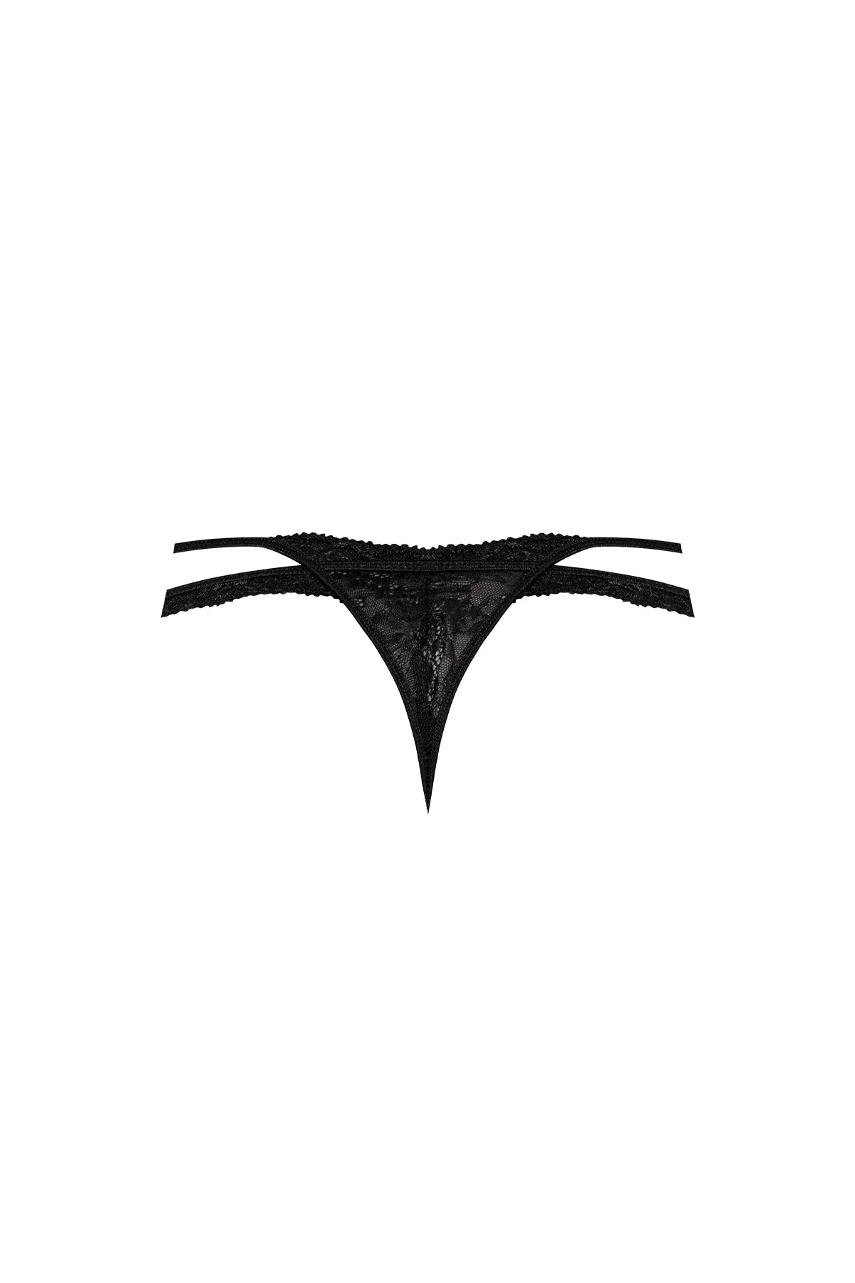 Magic Silk Ooh La Lace Cross Strap Split Crotch Tanga Black